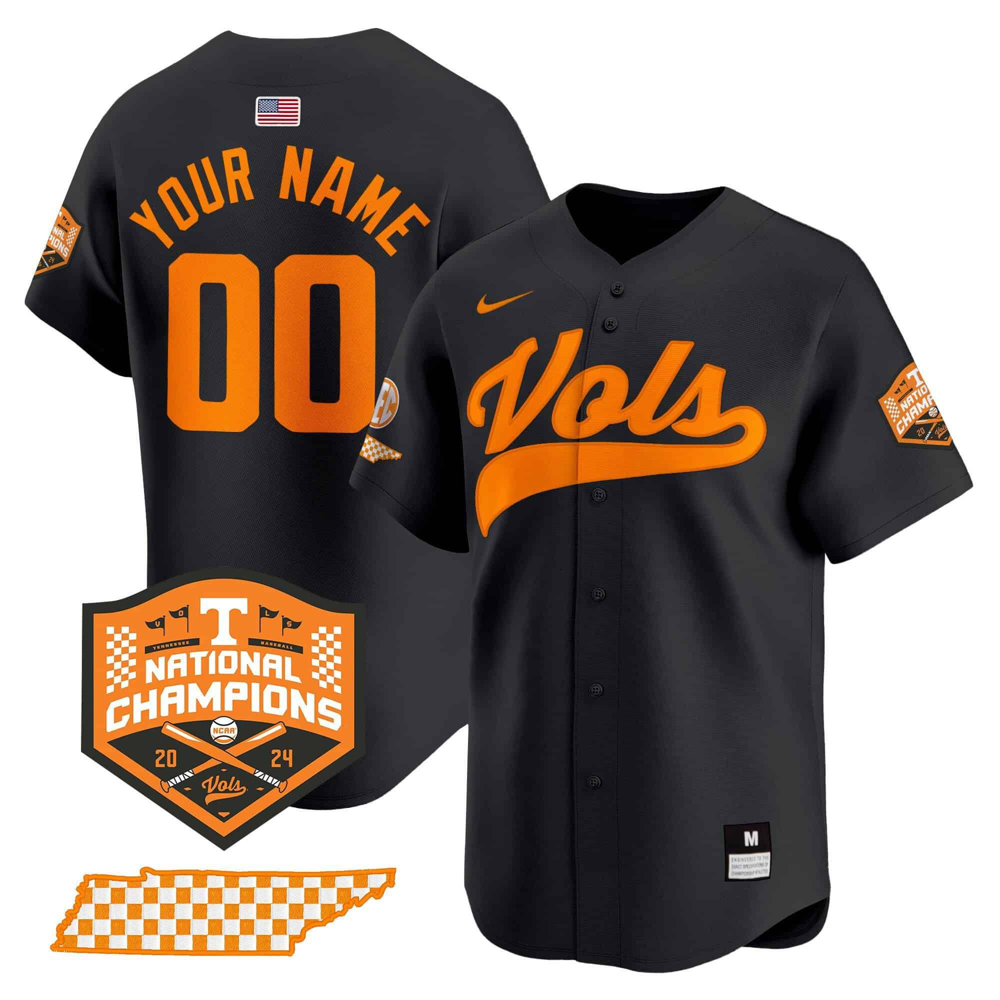 Men Tennessee Volunteers Black 2024 Nike Champions Vapor Premier Limited Custom NCAA Jersey->customized nfl jersey->Custom Jersey